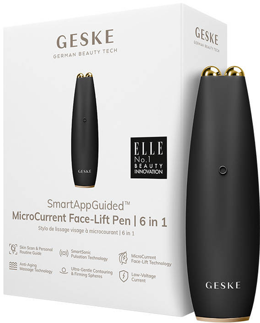 Мікрострумова ручка для підтяжки обличчя Сіра Geske MicroCurrent Face-Lift Pen 6 in 1 Gray
