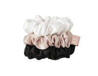 Набір із 3 середніх резинок з натурального шовку Mon Mou Silk Medium Scrunchie Set Black/Nude