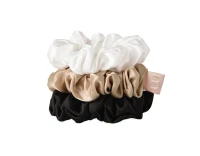Набір із 3 середніх резинок з натурального шовку Mon Mou Silk Medium Scrunchie Set Black/Beige