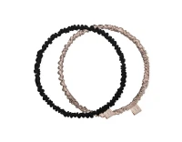 Набір обручів-резинок з натурального шовку Mon Mou Thin Silk Hair Hoop Kit Black/Beige
