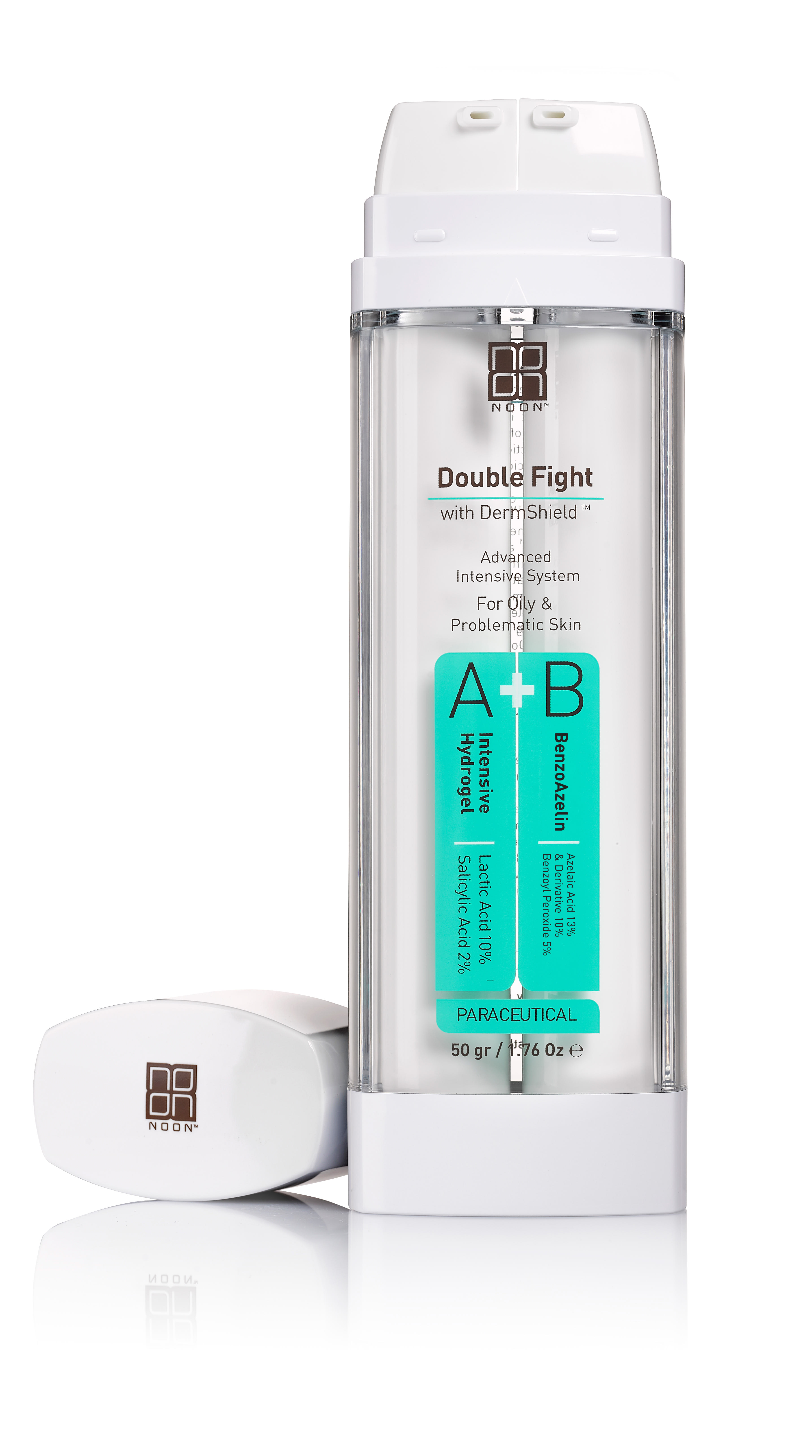 Система з бензоїл пероксидом для лікування жирної та проблемної шкіри Noon Double Fight, 50 г