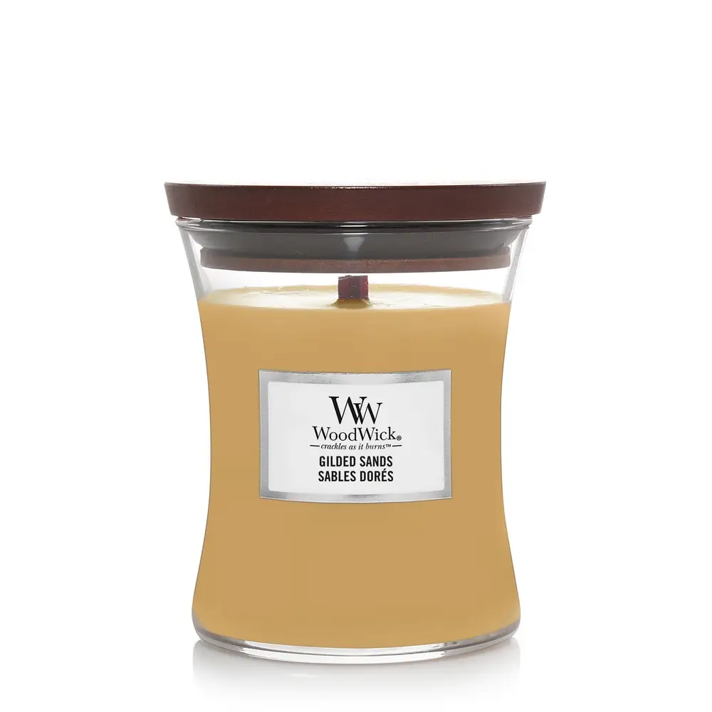 Ароматична свічка з ароматом інжиру та гваякового дерева Woodwick Medium Gilded Sands, 275 г