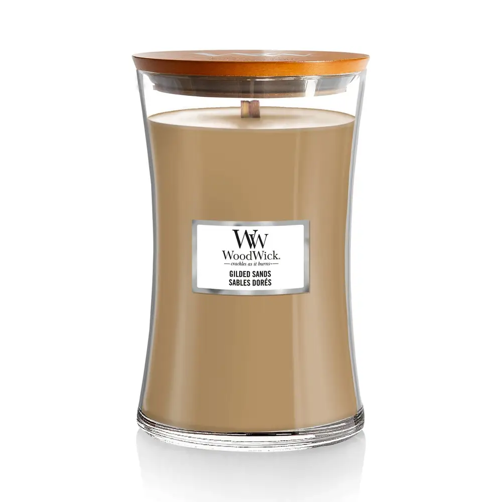 Ароматична свічка з ароматом інжиру та гваякового дерева Woodwick Large Gilded Sands, 609 г