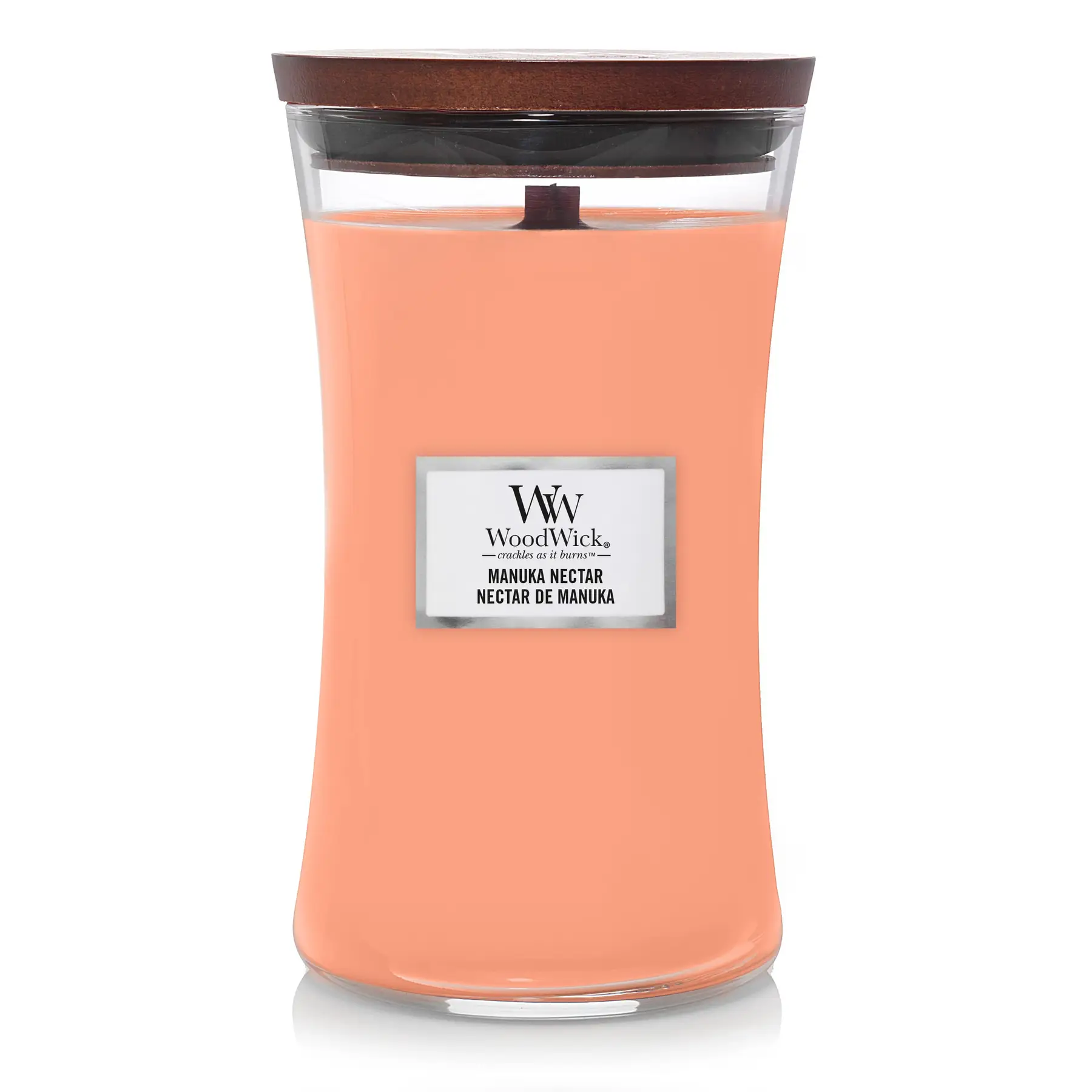 Ароматична свічка з персиком, медом і манго Woodwick Large Manuka Nectar, 609 г