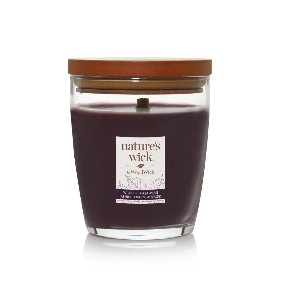 Ароматична свічка з ароматом диких ягід та жасмину Woodwick Nature’s Wick Wildberry & Jasmine, 284 г