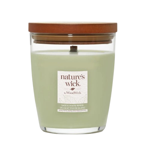 Ароматична свічка з ароматом шавлії та білого перцю Woodwick Nature’s Wick Sage White Pepper, 284 г