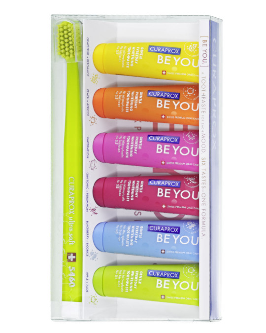 Набір з шести смаків та ультра-м’яка зубна щітка Curaprox Be You Mini + 5460 Ultra Soft