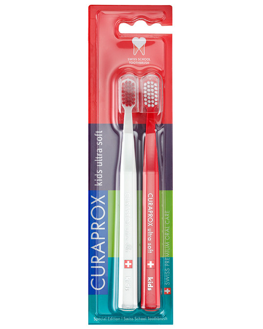 Набір з двох дитячих зубних щіток 5-12 років Curaprox CS Kids Swiss School Edition
