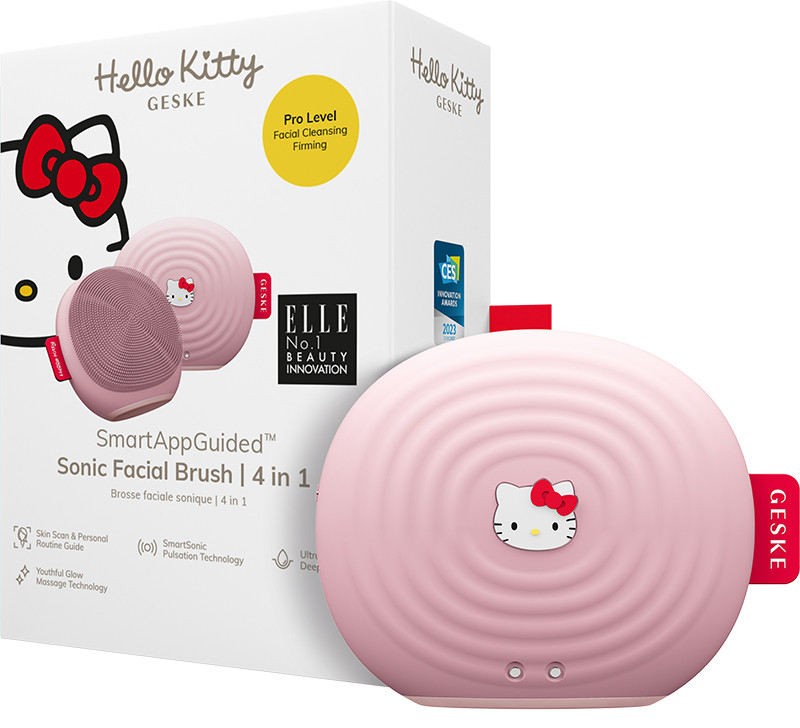 Електронна звукова щітка для обличчя Рожева Geske Sonic Facial Brush 4 in 1 by Hello Kitty Pink